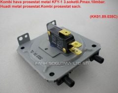 Kombi hava prosestat metal KFY-1  3.soketli (P.0.90mbar) Pmax.10mbar ( KK01.96.500 )huadi metal prosestat.kombi prosestat saçlı kombi yedek parça . boiler spare parts . Ferroli kombi hava prosestat