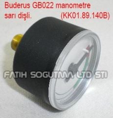 Buderus GB022 manometre . saat sarı 1/8 dişli ( KK01.96.850 ) Wika made in Germany .  Buderus gb 22 gösterge saat