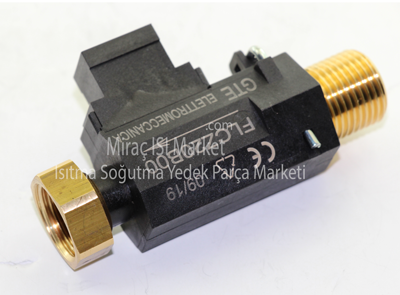 Demirdöküm şofben akış şalteri . Rekorlu . ( KK01.96.543 ) GTE İTALY . bi tarafı Rekorlu diğer tarafı Dış Dişli . Flow Switch