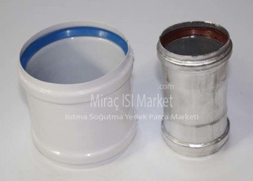 Kombi baca borusu ek adaptör . maşon . iç ve dış metal (60x100mm) çapında ( KK01.98.431 ) Kombi baca maşonu .