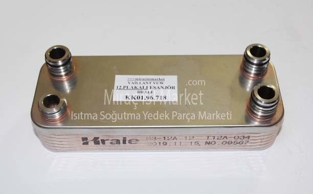 Vaillant vuw eşanjör . 12.Plakalı hrale ( KK01.96.718  ) 3.Geçme + 1.dişli girişli . Vaillant vuw pro eşanjör .