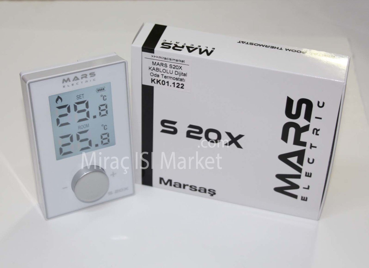 Mars S20X Oda termostatı . dijital ekran KABLOLU Model ( KK01.122 ) mars s20x kablolu dijital oda termostatı .