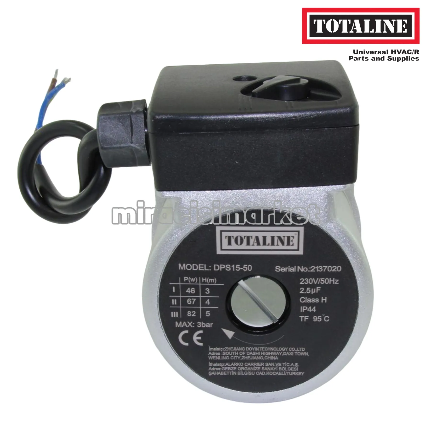 Wilo pompa ya uyumlu Totaline Alarko pompa motoru . 82 waat dar çarklı  ( KK01.98.332 ) DPS15-50 . Wilo pompa ya uyumlu muadil bir üründür .