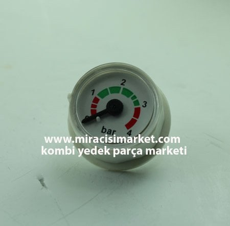 Buderus U052 Manometre saat . beyaz renk . 1/8 arkadan dişli . çap.25.4mm ( KK01.96.851 )(prc) Bosch kombi manometre saat .