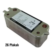 Buderus Logamax plus GB062 eşanjör . 26.Plakalı üstü düz kulaklı ( KK01.96.698 )(PRC) Buderus logamax plus gb062 -024  eşanjör . 1.Vidalı  2.Geçme kulaklı