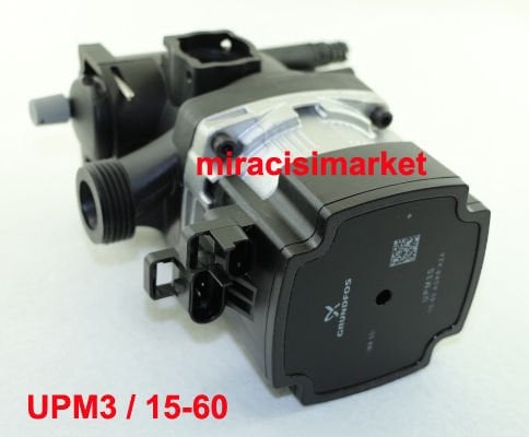 Grundfos UPM3S-4S 15-60 AOKR 42-46 Waat Frekans kontrollü sirkülasyon pompa motoru . 3+3 soketli ( KK01.98.336 )  Aden tipi pompa kapaklı .