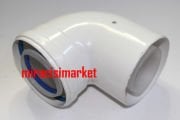 Kombi baca dirseği 90.Lık yoğuşmalı . Plastik ( KK01.98.415 ) Çap (iç. 60mm-dış.100mm ) Üniversal .