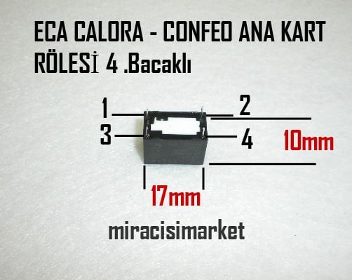 Eca calora kart rölesi . Ana kart ( 93180001130 ) HF32FA - Hongfa nın Muadil ürünü (PRC) 4.Bacaklı 5Amper 30VDC 250VAC . Eca confeo kart rölesi .
