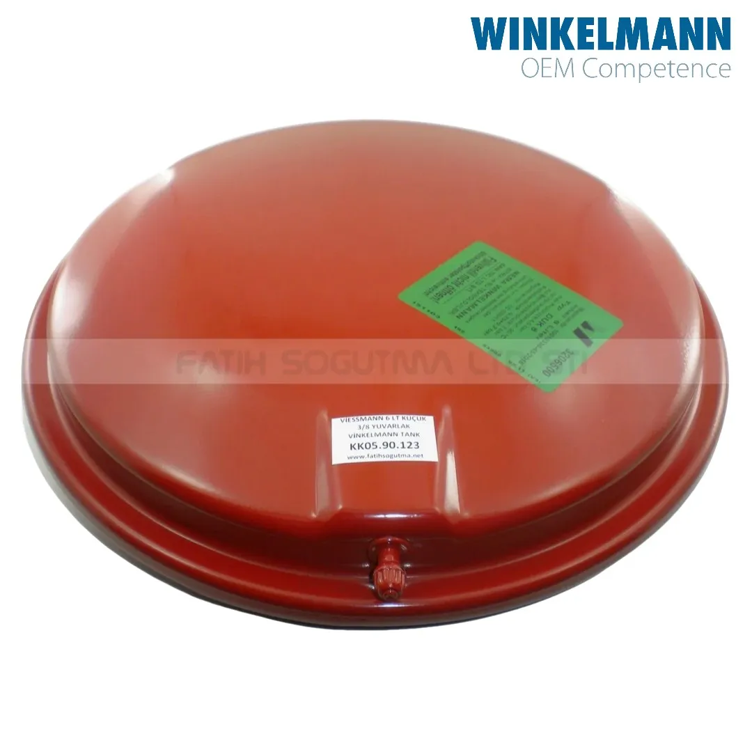 Viessmann vitopend 100 genleşme tank . winkelman 6.litre 3/8 dişli yuvarlak ( KK01.96.460 )(en:34 cm boy 34 cm derinlik 6.5 cm) Viessmann vitopend 100-W genleşme tankı . Viessmann WH1D Genleşme tankı .