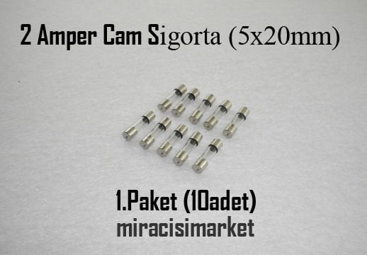2 Amper cam sigorta . Küçük 1.Paket (10 adet)( 93180001400 ) 2Amper 250Volt Sigorta . Fuses . Ebad Ölçüleri.(5x20mm) cam sigorta 2 amper .
