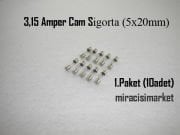﻿3,15 Amper cam sigorta . Küçük 1.Paket (10 adet)( 93180001410 ) 3,15 Amper 250Volt Sigorta . Fuses . Ebad Ölçüleri.(5x20mm)