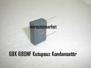 68K 680NF Kutupsuz kondansatör . 2.Uçlu kare tip gri renkli 275VX2 ( 93180001430 ) Demirdöküm neva kondansatör . Demirdöküm Atron kondansatör .