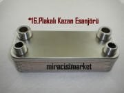 Kazan eşanjör . 16.Plakalı (2x1/2 - 2x3/4) 4.Dış Dişli ( 93180011116 )(PRC) Kapasite 270 Litre-Saat . Kömürlü kazan eşanjörü .
