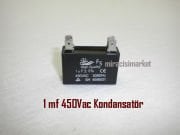 Goldterm fan kapasitörü 1 mf 450Vac 2 uçlu kare tip ( KLK031 )(PRC) Termodinamik fan  kapasitörü . Klima iç ünite fan kapasitörü .