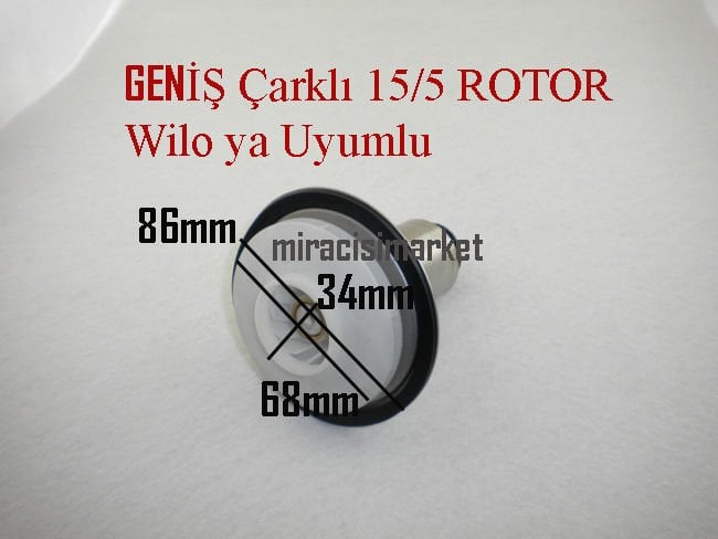 Wilo pompaya uyumlu GENİŞ ÇARKLI Rotor 15/5 220v Duca Pump ( 93180006820 ) Geniş çarklı wilo rotor .