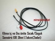 Klima sensörü . iç ve Dış Ünite için . 1.Takım(2adet)( KLM022 ) 10K ohm klima Ntc termistör . klima sıcak soğuk sensörü . klima dış ünite sensörü . klima iç ünite sensörü .
