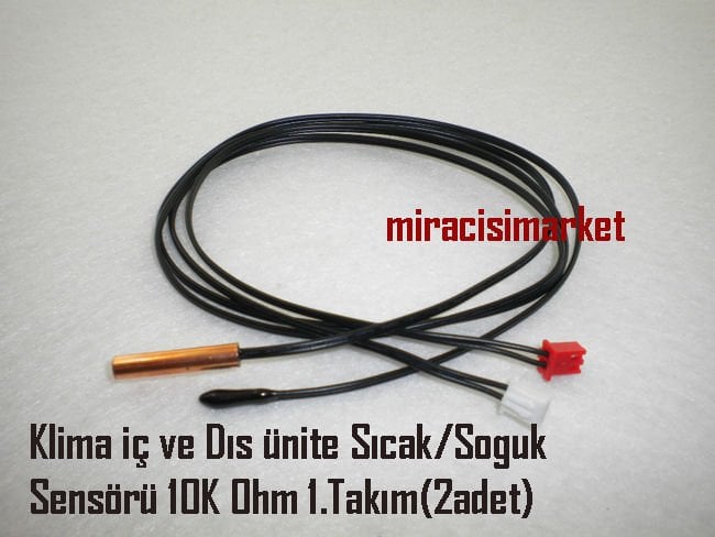 Klima sensörü . iç ve Dış Ünite için . 1.Takım(2adet)( KLM022 ) 10K ohm klima Ntc termistör . klima sıcak soğuk sensörü . klima dış ünite sensörü . klima iç ünite sensörü .