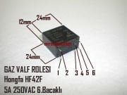 Nitron gaz valfi rölesi . Hongfa HF42F ( Panasonic ALA2PF/24 röle Muadili ) ( 93180001160 )(PRC) 6.Bacaklı 5A 250VAC Ebad Ölçüleri(24x12x24mm)  Kombi kartı gaz valfi rölesi