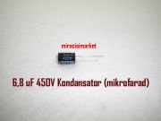 6,8 UF 450V Kondansatör , (mikrofarad) Aleminyum silindir ( 93180001468 ) 6,8 mF kondansatör . kombi elektronik malzemeler