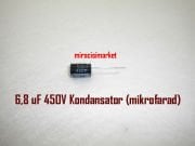 6,8 UF 450V Kondansatör . 1 Paket(5adet) (mikrofarad) Aleminyum silindir ( 93180001468 ) 6,8 mF kondansatör . kombi elektronik malzemeler .