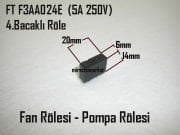 kombi kartı Fan rölesi . Kombi kartı Pompa Rölesi . FT F3AA024E ( 93180001050 ) 24VDC . 5A . 250V. İNCE 4.Bacaklı çapraz çıkış . Nitron fan rölesi . Nitron pompa rölesi . Dizayn fan rölesi .