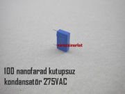 100 nanofarad kondansatör . Kutupsuz seramik 275VAC Kare tip minik 2 uçlu ( 93180001434 ) ebad ölçüleri(17x4x10)mm . Demirdöküm nitron kondansatör . 100 nanofarad kutupsuz kondansatör