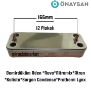 Demirdöküm neva esanjör . 12.Plakalı ( 93180003112 )(TR) ÖNAYSAN (Vidalama Delik Arası 166mm) Demirdöküm sargon condense esanjör . Demirdöküm nitromix P24 Esanjör . Demirdöküm Kalisto esanjör . Protherm  Lynx esanjör