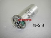 Klima kapasitörü . 40+5 uF 450VAC Aleminyum Gövdeli 3 Soketli ( KLK006 )(CBB65) Klima kompresör kondansatörü . fs high Quality capacitor . klima yedek parça . 40+5 kondansatör