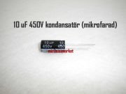 10 uF Kondansatör 450V (mikrofarad) Aleminyum silindir ( 93180001470 ) 10 mF kondansatör .