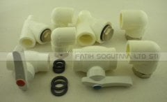 Kombi Alt Bağlantı Seti PP Dirsekli 8.Li beyaz ( KK01.89.166 ) Kombi montaj seti