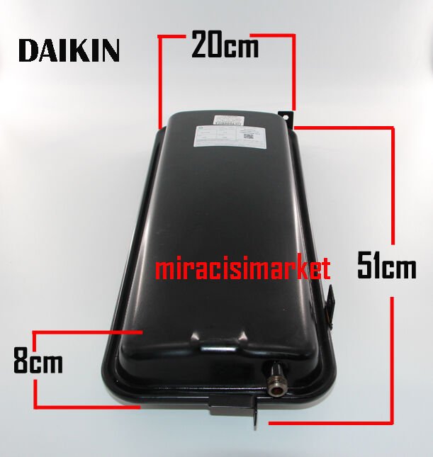 Daikin Genleşme tankı . Daikin Ndj genleşme tankı . DİK 7 Lt su giriş 3/8 dişli yanda altta .  Sibop ortada Yanda ( 93180006317 ) Ebad ölçüsü:(51x20x8cm ) Önaysan . Daikin D2CND024 Genleşme tankı .