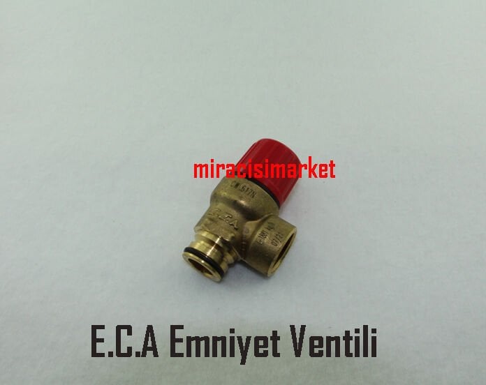 ECA emniyet ventili . Orjinal ECA CW617N . 3 Bar 1/2 Geçme tip oringli ( KK01.96.382 ) CE Belgeli . Eca Proteus emniyet ventili . Eca calora emniyet ventili .