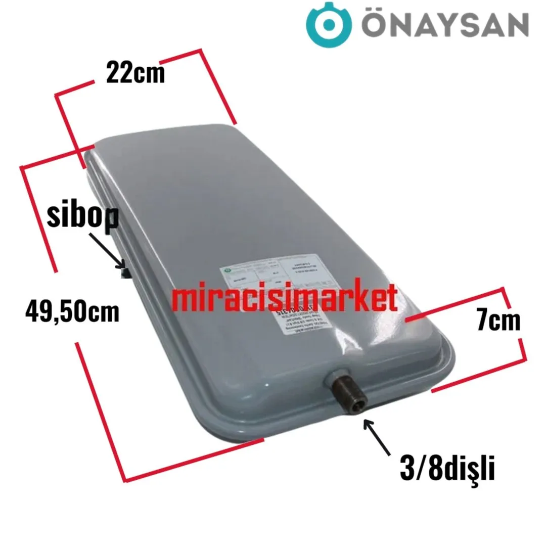 Fondital delfis genleşme tank . 8 Lt 3/8 dişli . dikdörtgen ( 93180006315 ) Önaysan Sibop yanda . Hexel Lina  genleşme tank .