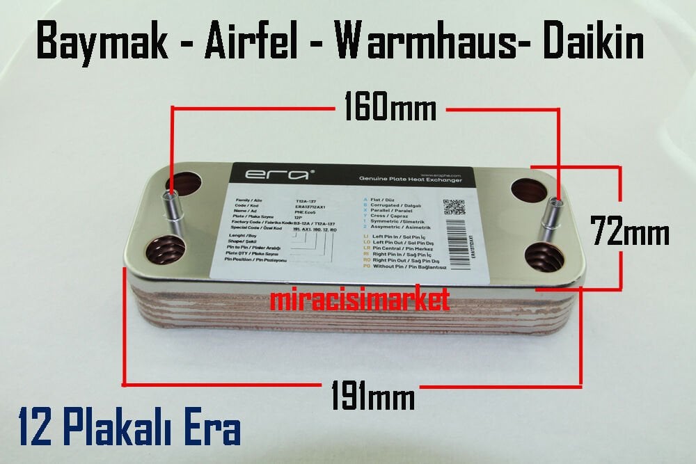 Airfel Digifel eşanjör .12 Plakalı  . ERA Marka ( 93180003050 )(PRC) Baymak eco 5 eşanjör . Eca  calora premix eşanjör . Eca citius  premix eşanjör . Daikin NDJ Eşanjör . Airfel duotec eşanjör . Eca calora premix eşanjör . Eca citius premix eşanjör .