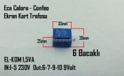 Eca calora ekran kartı trafosu . EL-KOM VB 1,5A 50/60Hz in:230v Out:9v Mavi 6 bacaklı ( 93180001525 ) ebad ölçüsü:(33x28x25mm) Eca confeo ekran kart trafosu .