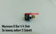 6 Bar basınç şalteri . Su basınç Sondası 1/4 sarı dişli 3 soketli (10A 250Vac T125)( 93180004106 ) Mater XP600 Made in italy . Sanayi tipi ütü basınç şalteri . Ütü basınç anahtarı .