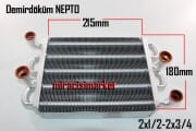 Demirdöküm nepto ana eşanjör . 4 kollu çapraz çıkışlı geçme ( KK01.95.243 )(PRC) (2X1/2-2X3/4) yanma odası 215mm . Protherm Leopar eşanjör .