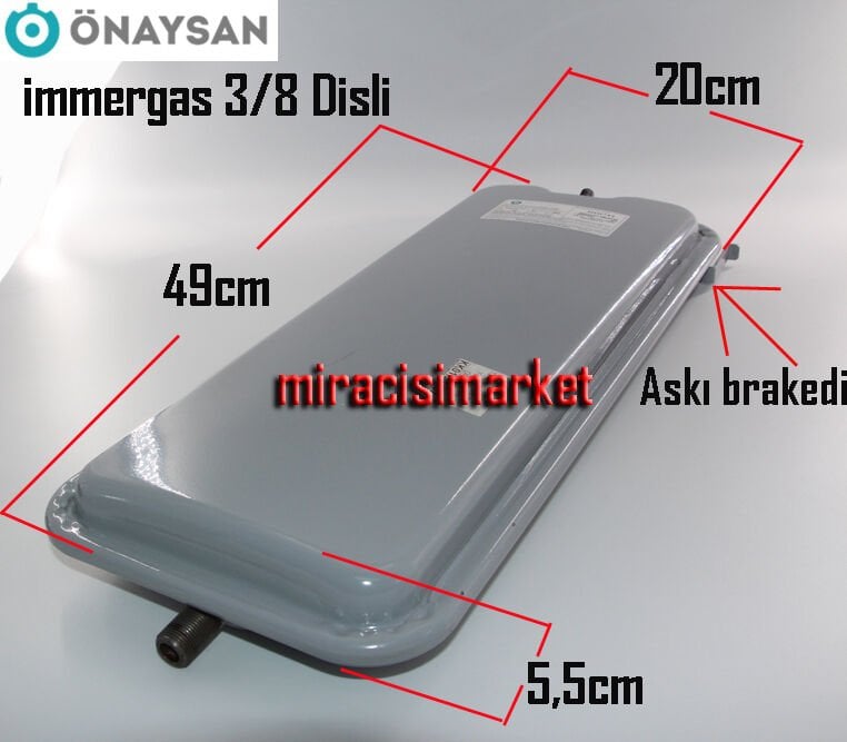 immergas eolo star genleşme tankı . Önaysan RFB0700 . 6 Lt 3/8 Dişli Dik Tank . Montaj üsten Yukarı Tırnaklı ( KK01.90.037 ) Ebad ölçüsü (49x20x5,5cm) immergas mini eolo genleşme tankı . 1.015138 .