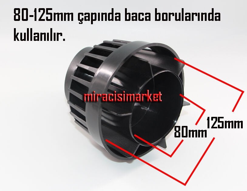 Kombi baca ucu . 80x125mm çapında kuşluk . Siyah Plastik 1.Kalite ( KK01.98.399 )  DİKKAT Bu ürünü baca borunuz 80-125mm çapında ise alınız . Kombi baca borusu kuşluk filtre . Hermetik ve Yoğuşmalı Cihazlarda kullanılır.