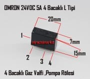 Bosch 118 - 126 Büyük Kırmızı Trafolu ana kart için Gaz valfi ve Pompa Rölesi ( 93180001100 )(PRC) OMRON G5NB Röle . 24VDC 5A 250VAC ince L Tipi 4 bacaklı . ebad ölçüleri (20x7x15mm)