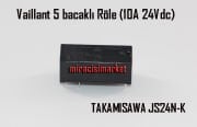 Vaillant kombi kartı rölesi . 5 bacaklı (10A-24Vdc-30Vdc--250VAC)( 93180001165 )(PRC) Takamısawa JS24N-K Siyah . Ebad ölçüsü(29x10x12mm) vaillant röle .