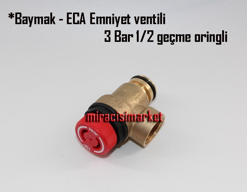 Baymak baxi emniyet ventili . Pirinç 3 Bar 1/2 geçme tip oringli ( 93180014270 )(TR) Baymak eco emniyet ventili . Baymak falke condense emniyet ventili .  Eca proteus emniyet ventili . Eca emniyet ventili