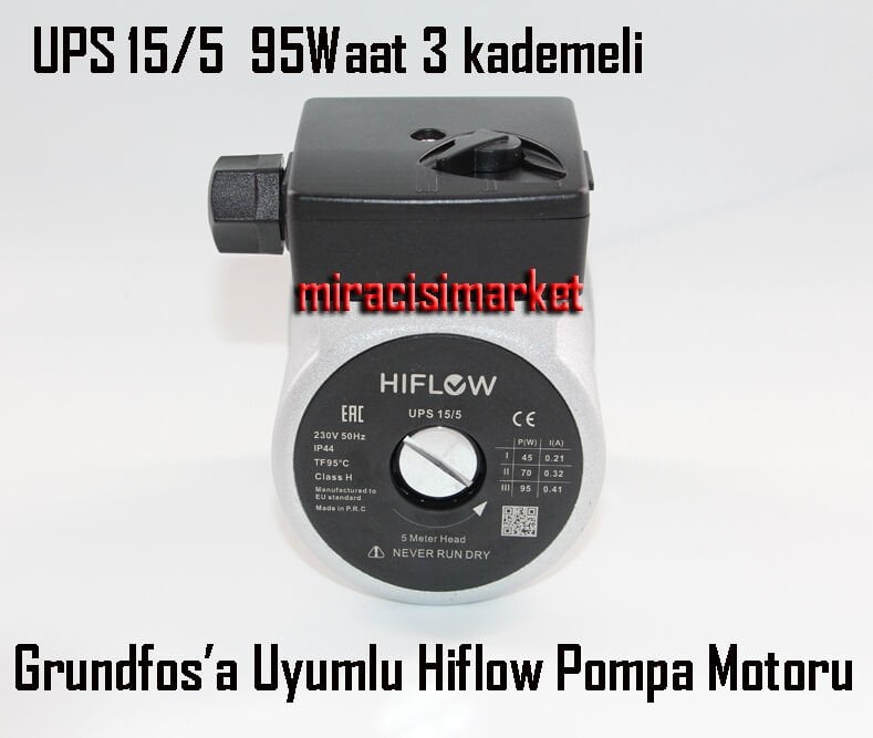 Grundfos pompaya uyumlu . kombi pompası HIFLOW UPS 15-5 95Waat 3 kademeli ( 93180006710 )(PRC) Grundfos pompaya uyumlu Muadil üründür. Grundfos uyumlu pompa motoru .