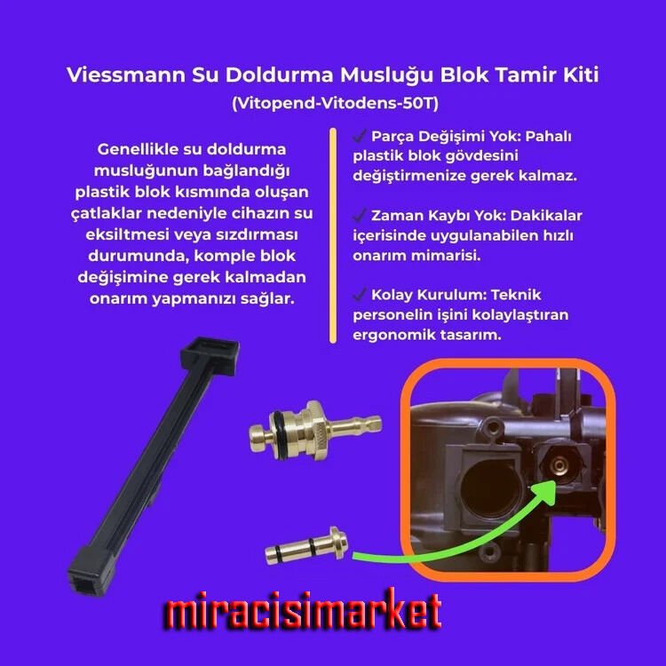 Viessmann Aqua blok için doldurma musluk tamir kiti . musluk ve aparat ( 93180009125 ) 78225119 . Viessmann vitodens 50 - T Doldurma musluk .