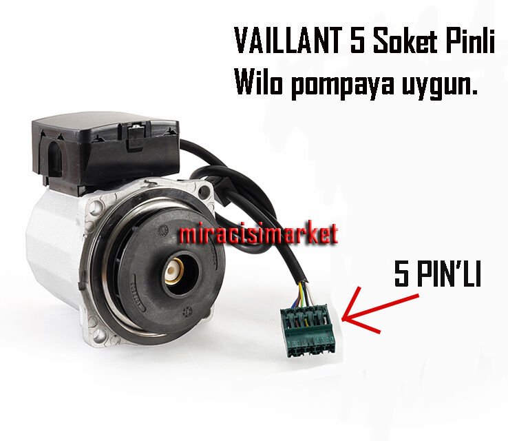 Vaillant turbotec pompa motoru . 5 Soket Pin'li WİLO tipine uygun muadil ürün . W-FORCE ( 93180006783 )(PRC) 83W VHSL 15/6HE-2 .