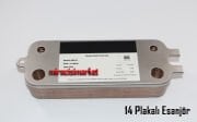 Buderus logamax plus gb022i 20 kd H Eşanjör . 14 Plakalı 2 kulaklı 1 Bağlantı için vidalı ( 93180003014 )(PRC) Buderus GB062 Eşanjör