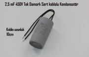 Pompa kondansatörü 2,5 Mf . 450V Tek Damarlı Sert kablolu . FS High Quality ( KD01AB ) CE,TÜV,ISO Kalite Belgeli kondansatör . (En 2,5-boy 4,8cm) Wilo pompa kondansatörü . Grundfos pompa kondansatörü