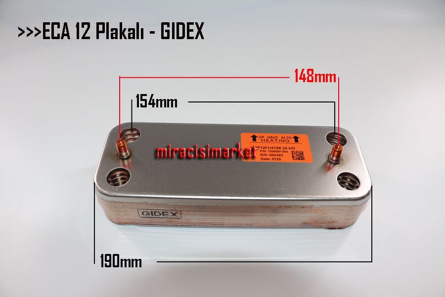 Eca confeo premix eşanjör . 12 Plakalı 148MM - GIDEX CONDEVO İTALY ( 93180003005 ) PP12FH4T88 . Eca proteus eşanjör . Eca calora eşanjör . Eca confeo eşanjör